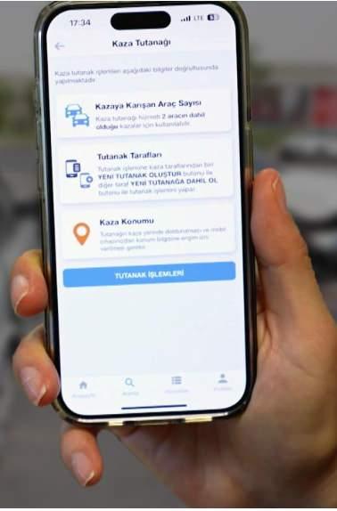 <p><strong>- E-Devlet mobil uygulamasında arama bölümüne "Kaza Tutanağı" yazarak "Sigorta Bilgi ve Gözetim Merkezi" tarafından sunulan "Kaza Tutanağı" hizmetine tıklayın</strong></p>