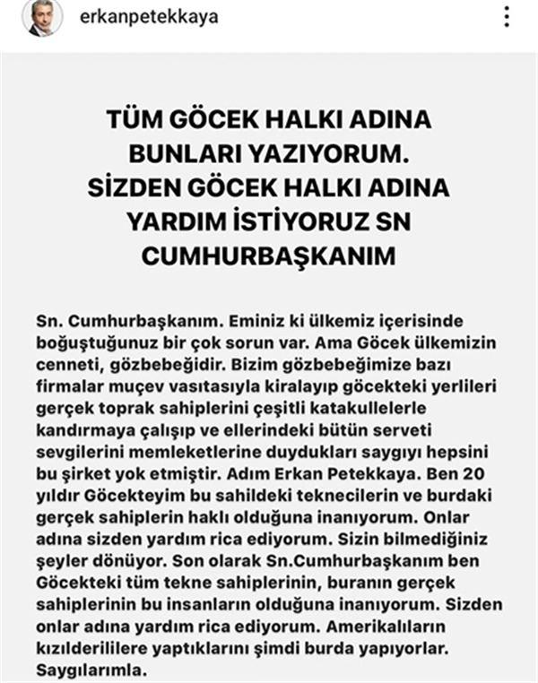 <p><strong>Son olarak Sayın Cumhurbaşkanım, Göcek'teki tüm tekne sahiplerinin, buranın gerçek sahiplerinin, bu insanların olduğuna inanıyorum. Sizden onlar adına yardım rica ediyorum. Amerikalıların Kızılderililere yaptıklarını şimdi burada yapıyorlar. Saygılarımla."</strong></p>
