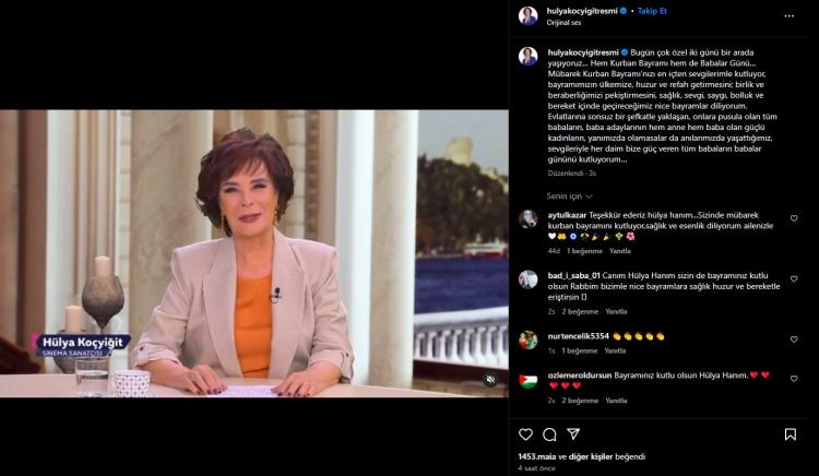 <p><strong>HÜLYA KOÇYİĞİT</strong></p>

<p><strong>"Bugün çok özel iki günü bir arada yaşıyoruz… Hem Kurban Bayramı hem de Babalar Günü…<br />
Mübarek Kurban Bayramı’nızı en içten sevgilerimle kutluyor, bayramımızın ülkemize, huzur ve refah getirmesini; birlik ve beraberliğimizi pekiştirmesini, sağlık, sevgi, saygı, bolluk ve bereket içinde geçireceğimiz nice bayramlar diliyorum.<br />
Evlatlarına sonsuz bir şefkatle yaklaşan, onlara pusula olan tüm babaların, baba adaylarının hem anne hem baba olan güçlü kadınların, yanımızda olamasalar da anılarımızda yaşattığımız, sevgileriyle her daim bize güç veren tüm babaların babalar gününü kutluyorum…"</strong></p>
