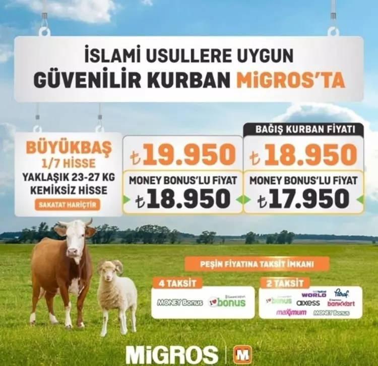 <p>Bağış kurban fiyatı ise 18 bin 950 lira, Money Bonus'lu fiyatı 17 bin 950 lira.</p>
