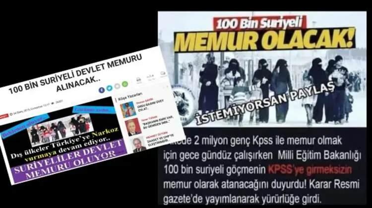 <p><strong>YALAN: Suriyeliler devlet memuru oluyor.</strong></p>
<p><strong>DOĞRU:</strong><br />
657 sayılı Devlet Memurları Kanunu’nun 48’inci maddesi gereğince, Türk vatandaşı olmayanlar devlet memuru olamaz. Bu nedenle ülkemizde bulunan Suriyelilerin devlet memuru olmaları mümkün değildir.</p>