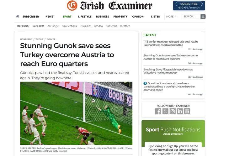 <p>Mert Günok'un muazzam kurtarışı Türkiye'yi Avusturya karşısında galibiyete ve EURO 2024'te çeyrek finale taşıdı. (Irish Examiner)</p>