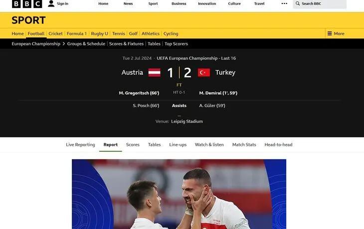 <p>Merih Demiral, biri Avrupa şampiyonaları tarihinin en hızlısı olmak üzere iki gol attı, Türkiye, Avusturya'yı devirerek çeyrek finalde Hollanda'nın rakibi oldu. (BBC Sport)</p>
<p> </p>