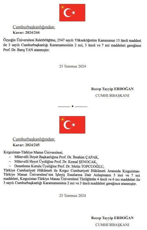 <p><em><strong>Özyeğin Üniversitesi Rektörlüğüne Prof. Dr. Barış Tan atandı.</strong></em></p>