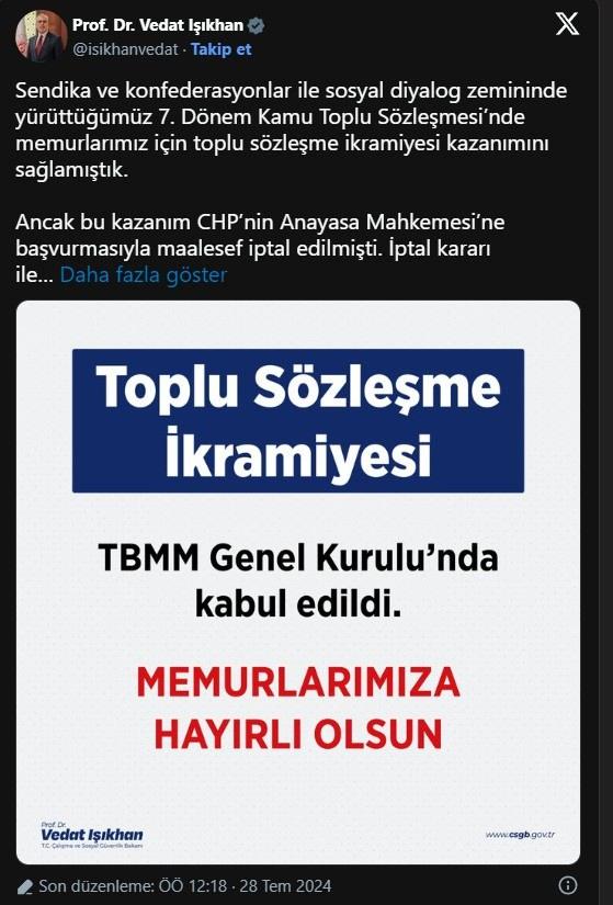 <p>Memurlarımız için hayırlı olsun"</p>