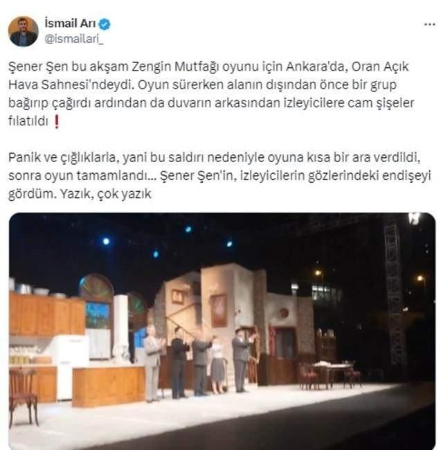 <p>Eski Adalet Bakanı Abdulhamit Gül ve eşinin de tiyatro gösterisini izleyenler arasında olduğu öğrenildi.</p>
<p> </p>