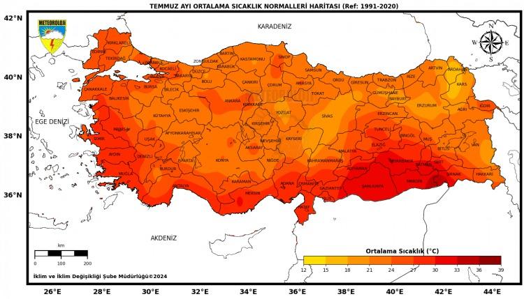 <p>2024 yılı temmuz ayı ortalama minimum sıcaklıkları 1991- 2020 minimum sıcaklık normallerinin 2,4 santigrat derece üzerinde gerçekleşti. </p>
