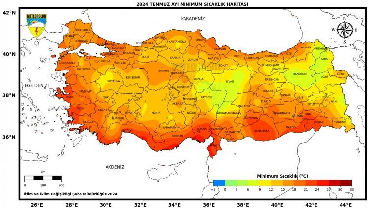 <p>2024 yılı temmuz ayı ortalama maksimum sıcaklıkları, 1991- 2020 maksimum sıcaklık normallerinin 0,7 santigrat derece üzerinde gerçekleşti.</p>
