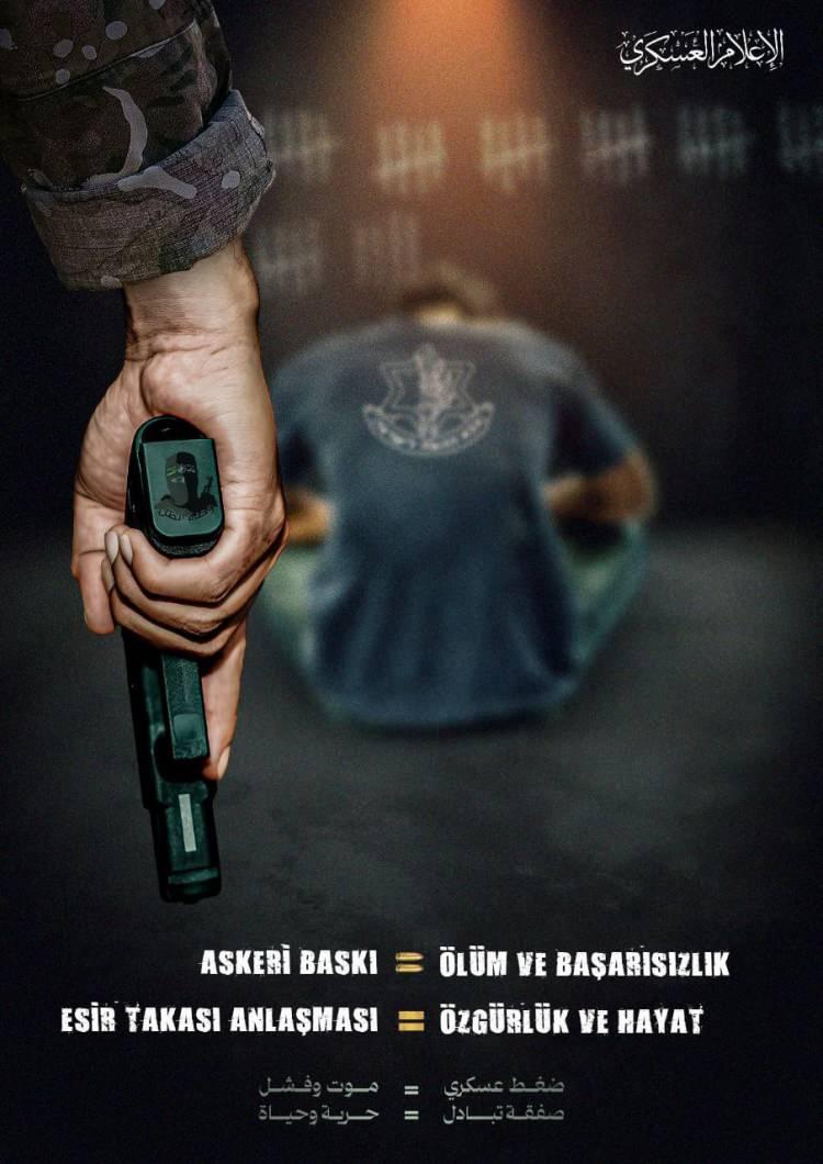 <p><span style="color:#B22222"><strong>KASSAM'IN ESİR MESAJI</strong></span></p>

<p>&nbsp;</p>

<p>Nusayrat M&uuml;lteci Kampı'nda 274 Filistinlinin şehit edilmesinin ardından taktik değiştirdiğini ve İsrail askerlerinin esirlerin tutulduğu yere yaklaştığında esirleri infaz ettiğini a&ccedil;ıklamıştı.</p>
