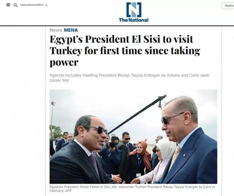 <p><span style="color:#B22222"><strong>THE NATIONAL NEWS: LİBYA HALEN ÇÖZÜLMEMİŞ SORUN</strong></span></p>
<p> </p>
<p>Birleşik Arap Emirlikleri'nden El Arabiya, on yıl boyunca buz tutmuş ilişkilerin ardından liderlerin Şubat ayında Kahire'de yeni bir sayfa açtıklarını söylediğini ve bundan yedi ay sonra da Sisi'nin Ankara'ya gittiğini bildirdi.</p>
<p>Yine Birleşik Arap Emirlikleri'nden The National News 'Mısır Devlet Başkanı Sisi, iktidara gelmesinden bu yana ilk kez Türkiye'yi ziyaret ediyor' başlığını attı, İstanbul'dan bildiren muhabir Lizzie Porter son 10 yılda Ankara ve Kahire arasındaki ekonomik bağlar güçlü kalsa da büyük siyasi farklılıkların ilişkileri sarstığını dile getirdi. Haberde ilişkilerin koptuğu dönemde en büyük anlaşmazlık maddelerinden biri olan Libya'nın halen çözülmemiş bir sorun olarak durduğu vurgulandı, uzmanlar mevcut tablonun taraflar için bir yakın tehdit olmadığını söyledi.</p>