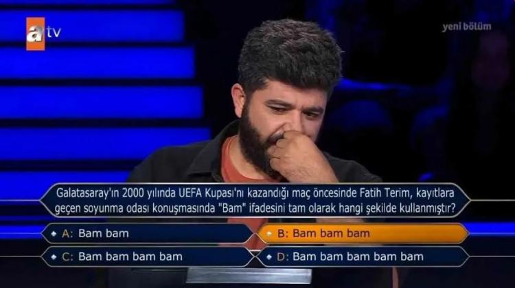 <p><strong>Fatih Terim sorusu karşısında zorlanan yarışmacı, şıkları görünce kafası karıştı.</strong></p>
