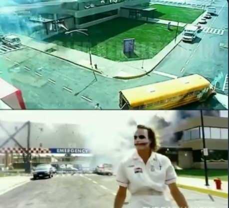 <p>The Dark Knight (Kara Şövalye) filminin kamera arkası görüntülerinde hastane patlama sahnesinin çekim anı</p>