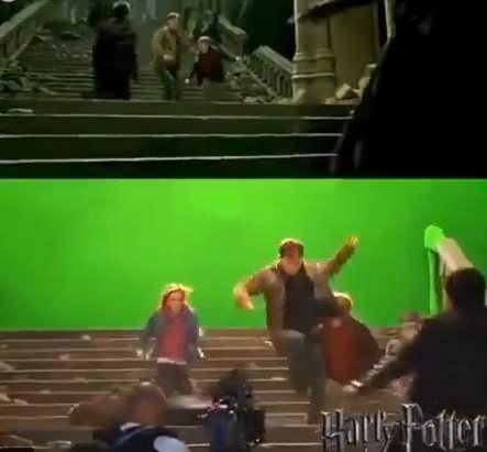 <p>Harry Potter sahnelerinin özel efektlerden önceki ve sonraki halleri</p>