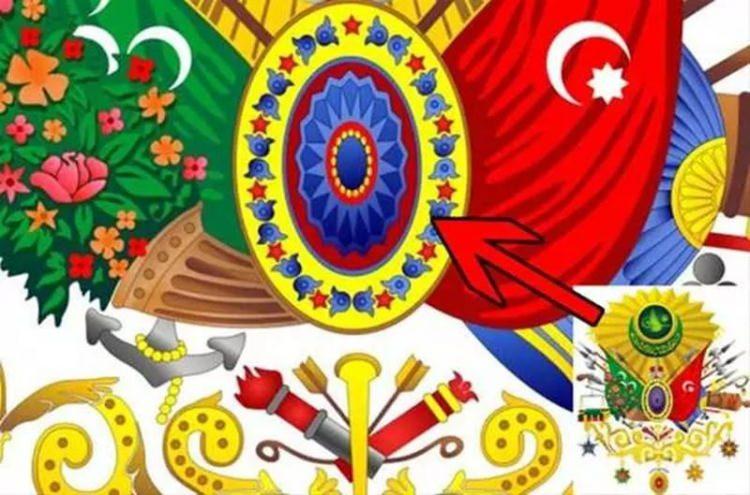 <p><strong>Kalkan, ortasında stilize edilmiş bir g&uuml;neş motifi var.</strong></p>

<p><strong>12 yıldız: Rivayete g&ouml;re bu 12 yıldız 12 burcu temsil eder. G&uuml;neş bu bur&ccedil;lar &uuml;zerinde hareket eder.</strong></p>

<p>&nbsp;</p>
