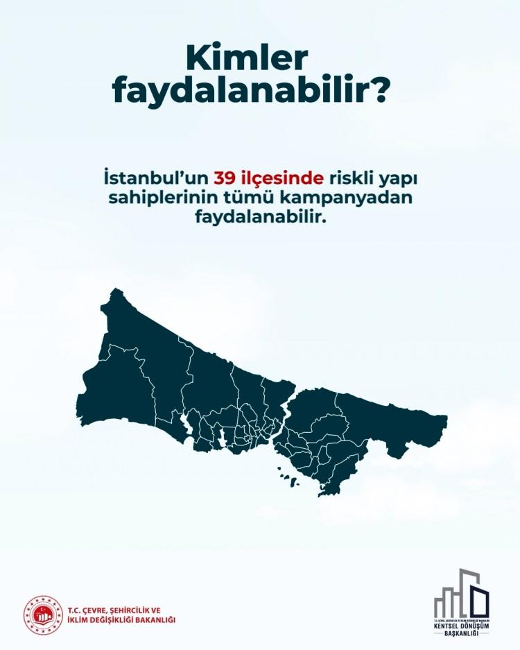 <p><em><strong>"Kimler faydalanabilir?" sorusu, "İstanbul'un 39 ilçesinde riskli yapı sahiplerinin tümü kampanyadan faydalanabilir." şeklinde yanıtlandı.</strong></em></p>