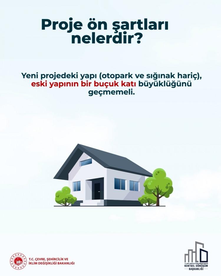 <p><em><strong>"Proje ön şartları nelerdir?" sorusuna, "Yeni projedeki yapı (otopark ve sığınak hariç), eski yapının bir buçuk katı büyüklüğünü geçmemeli." cevabı verildi.</strong></em></p>

<p> </p>
