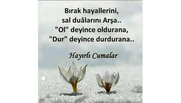 <p>Allah’ın rahmeti ve bereketi üzerimize olsun! Cumamız mübarek olsun.</p>
