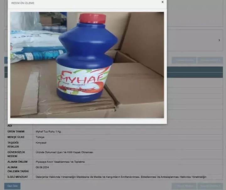 <p>"Myhaf" marka tuz ruhu 1 kg. : Uyarı ve kilitli kapak bulunmuyor.</p>
