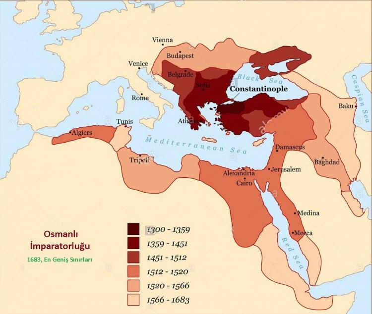 <p>Kuzey Afrika ile Balkanlar'ın tamamı ve Orta Avrupa, Hicaz, Mezopotamya ile Kafkasya'nın bir bölümünü topraklarına katan Osmanlı İmparatorluğu, 1699 yılında imzalanan Karlofça Antlaşması ile sürekli toprak kaybetti.</p>
