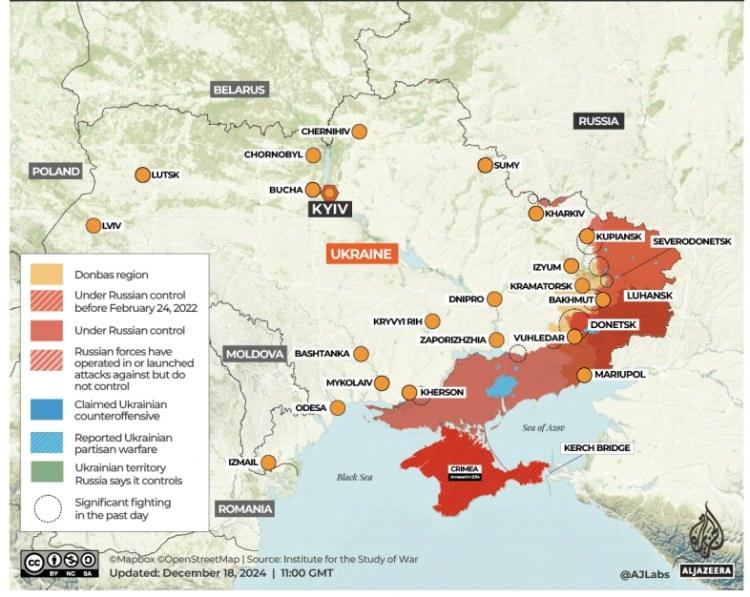 <p>Rusya Devlet Başkanı Vladimir Putin'in 24 Şubat 2022'de "Ukrayna'da özel askeri operasyon" başlattıklarını duyurmasıyla başlayan savaş 1032. gününde de devam ediyor.</p>
