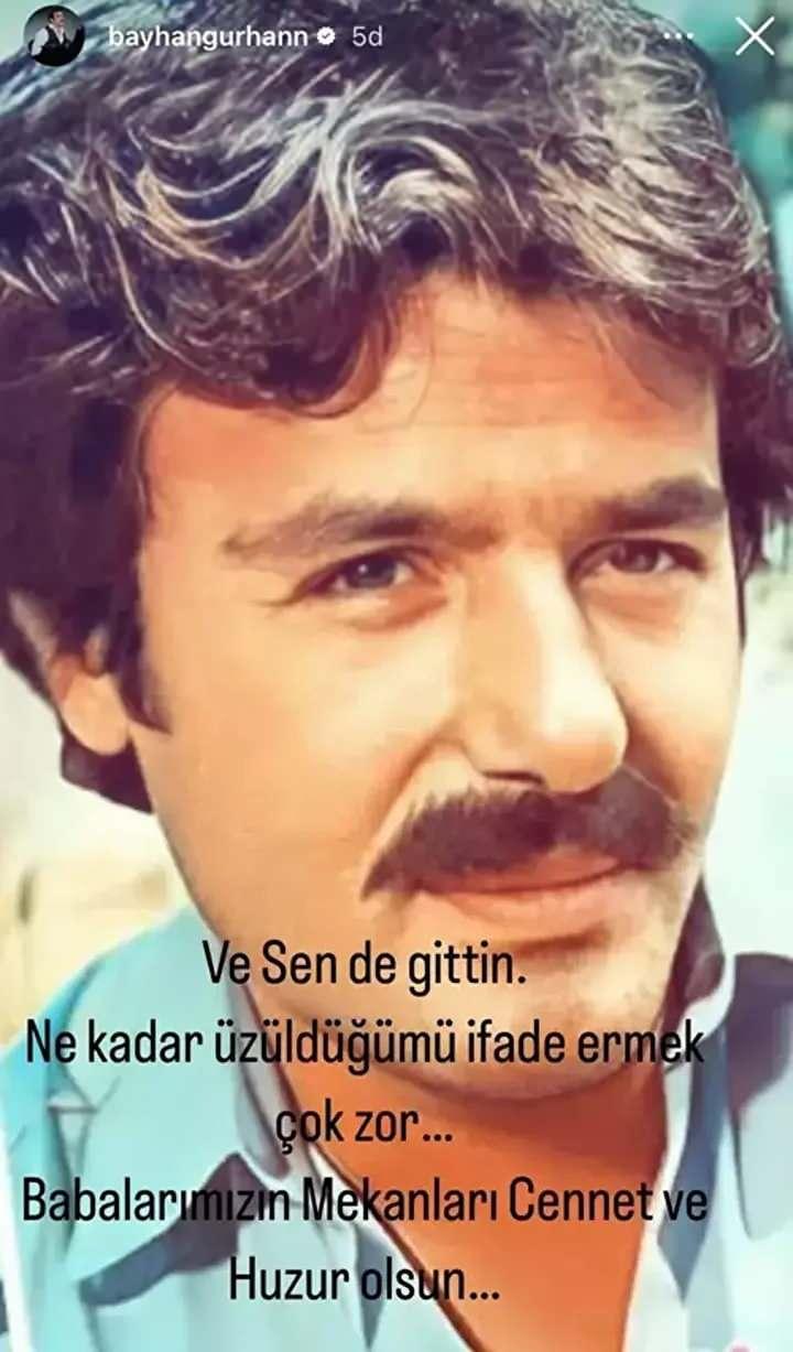 <p><span style="color:#B22222"><strong>BAYHAN</strong></span></p>
<p><em><strong>Ve sen de gittin. Ne kadar üzüldüğümü ifade etmek çok zor... Babalarımızın mekanlarını cennet ve huzur olsun.</strong></em></p>