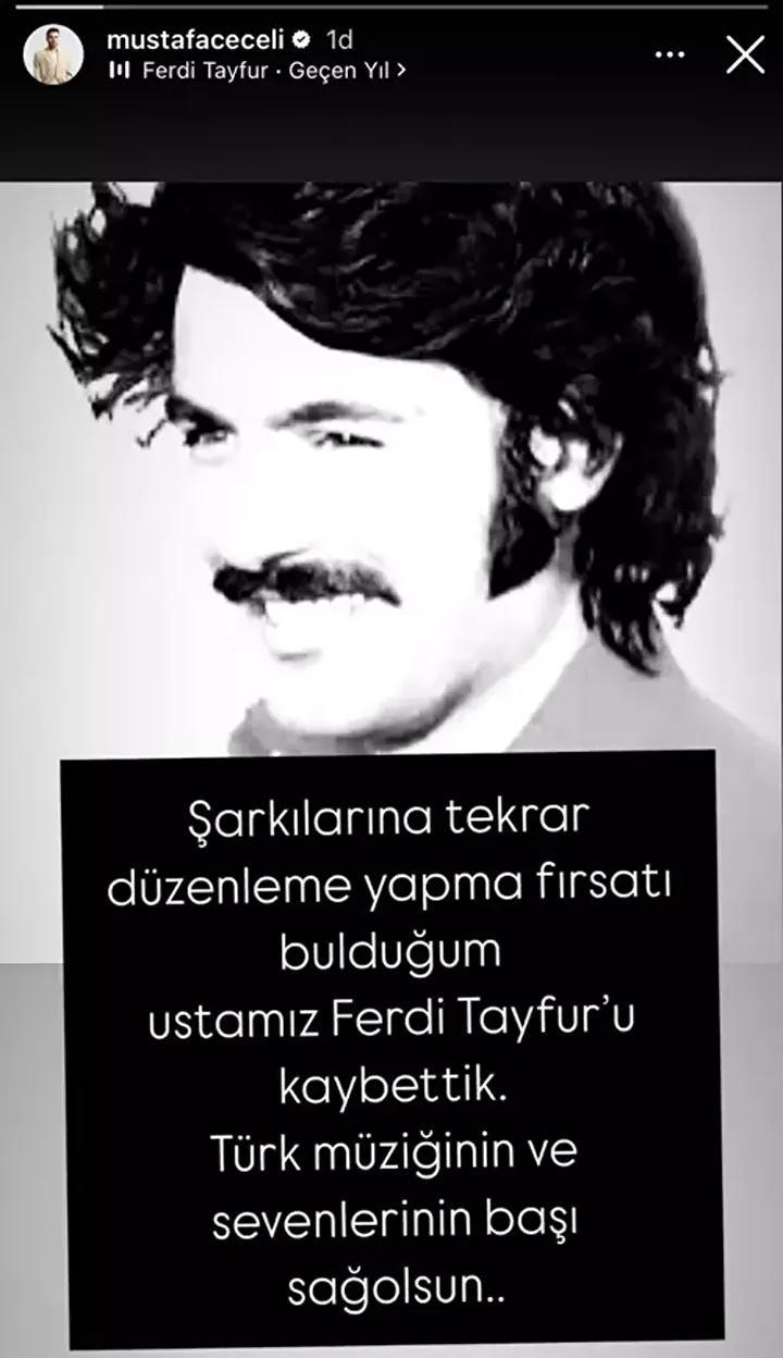<p><span style="color:#B22222"><strong>MUSTAFA CECELİ</strong></span></p>
<p><em><strong>Şarkılarına tekrar düzenleme yapma fırsatı bulduğum ustamız Ferdi Tayfur'u kaybettik. Türk müziğinin ve sevenlerinin başı sağ olsun.</strong></em></p>