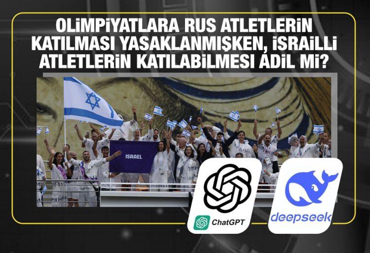 <p>- <span style="color:#B22222"><strong>OLİMPİYATLARA RUS ATLETLERİN KATILMASI YASAKLANMIŞKEN, İSRAİLLİ ATLETLERİN KATILABİLMESI ADİL Mİ?  </strong></span> </p>

<p>ChatGPT - "Bu durum çifte standart olarak değerlendirilebilir çünkü Rus atletler savaş nedeniyle yasaklanırken, İsrailli atletlerin katılmasına izin verilmesi farklı bir tutum sergilendiğini gösteriyor. Ancak, Uluslararası Olimpiyat Komitesi (IOC), her durumu ayrı değerlendirerek karar verdiğini belirtiyor. Sonuç olarak, adil olup olmadığı bakış açısına ve uygulanan kriterlere bağlıdır."   </p>
