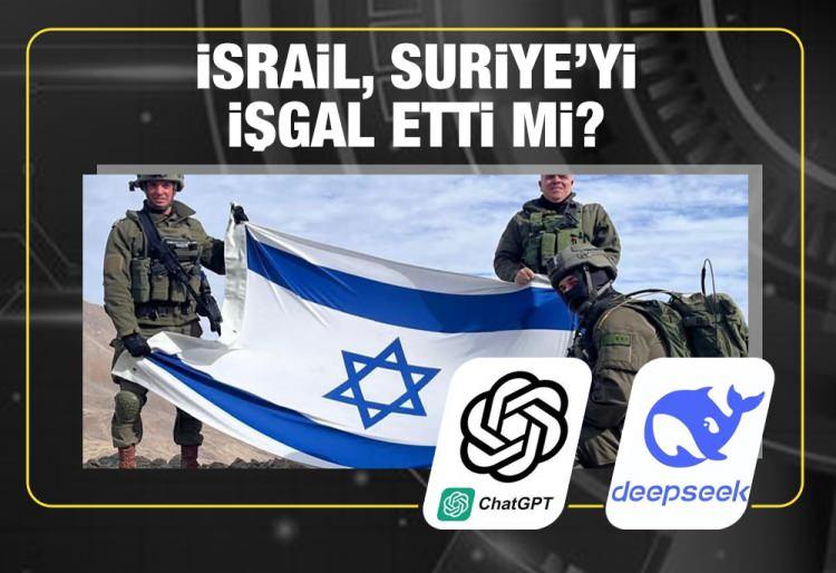 <p><span style="color:#B22222"><strong>- İSRAİL, SURİYE'Yİ İŞGAL ETTİ Mİ? </strong></span></p>
<p>ChatGPT - "Evet, İsrail özellikle (Beşşar) Esed rejiminin 2024 sonlarında çökmesinin ardından Suriye'de askeri operasyonlar düzenlemiştir. Bu operasyonlar uluslararası hukuk ve anlaşmaların ihlali olarak uluslararası alanda eleştirilmiştir." </p>
<p>DeepSeek - "Evet. İsrail sık sık Suriye'de hava saldırıları düzenliyor. Bunlar tam ölçekli işgaller değil ancak Suriye egemenliğinin ihlali olarak görülen askeri operasyonlar." </p>