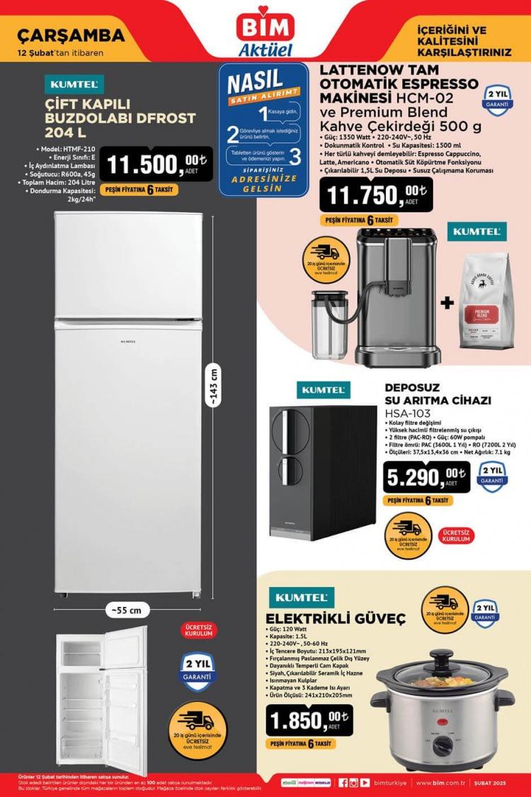 <p> </p>
<p> </p>
<p>• <strong>Kumtel Çift Kapılı Buzdolabı DFrost</strong> – 11.500 TL: <strong>Ferah bir mutfak</strong> için ideal olan bu çift kapaklı buzdolabı, <strong>indirimli fiyatı</strong> ile dikkat çekiyor.</p>
<p> </p>
<p>• <strong>Kumtel Lattenow Tam Otomatik Espresso Makinesi + Premium Blend Kahve Çekirdeği</strong> – 11.750 TL: <strong>Kahve keyfini bir adım öteye taşımak</strong> isteyenler için kaçırılmayacak bir fırsat.</p>
<p> </p>
<p>• <strong>Kumtel Deposuz Su Arıtma Cihazı</strong> – 5.290 TL: Artan damacana su fiyatlarına karşı, evde <strong>sağlıklı su temin etmek</strong> isteyenlere özel uygun fiyatlı su arıtma cihazı.</p>
<p> </p>
<p>• <strong>Kumtel Elektrikli Güveç</strong> – 1.850 TL: <strong>Lezzetli yemekler</strong> yapmak isteyenlere hitap eden elektrikli güveç, mutfakta büyük kolaylık sağlayacak.</p>