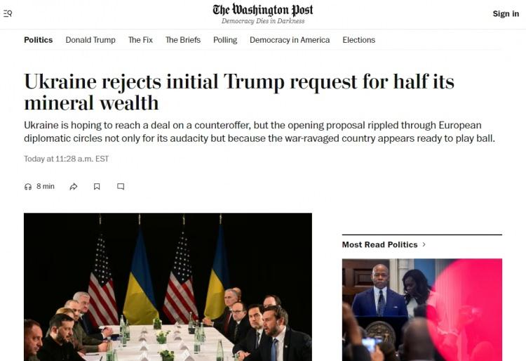 <p>Amerikan Washington Post gazetesi, Trump yönetiminin Ukrayna'dan ülkedeki maden kaynaklarının yüzde 50'sini ABD'ye vermesini talep ettiğini ancak Ukrayna Devlet Başkanı Volodimir Zelenskiy'in bu teklifi reddettiğini yazdı.</p>
