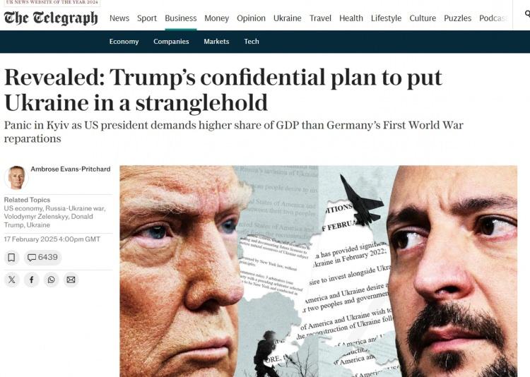 <p>The Telegraph gazetesinin ele geçirdiği belgelere göre, ABD Başkanı Donald Trump, Ukrayna'dan 500 milyar dolarlık (§400 milyar) bir "geri ödeme" talep ediyor.</p>

<p> </p>
