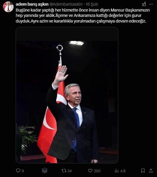 <p>Elmadağ Belediye Başkanı Adem Barış Aşkın’da paylaşımda bulunarak, <span style="color:#B22222"><strong><em>“Bugüne kadar yaptığı her hizmette önce insan diyen Mansur Başkanımızın hep yanında yer aldık. İlçeme ve Ankara’mıza kattığı değerler için gurur duyduk. Aynı azim ve kararlılıkla yorulmadan çalışmaya devam edeceğiz”</em></strong></span> dedi.</p>
