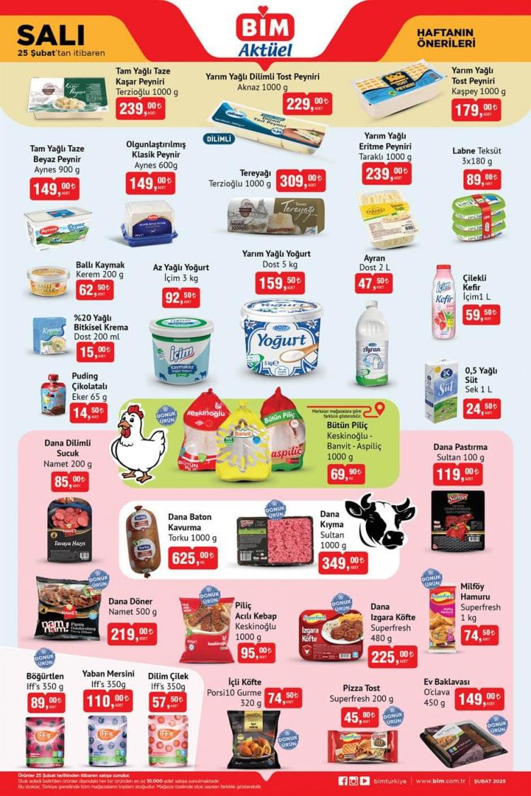 <p> </p>
<p> </p>
<p>• <strong>Terzioğlu Tam Yağlı Taze Kaşar Peyniri (1000 g) – 239 TL</strong></p>
<p> </p>
<p>• <strong>Aynes Tam Yağlı Taze Beyaz Peynir (900 g) – 149 TL</strong></p>
<p> </p>
<p>• <strong>Teksüt Labne (3x180 g) – 89 TL</strong></p>
<p> </p>
<p>• <strong>Kerem Ballı Kaymak (200 g) – 62,50 TL</strong></p>
<p> </p>
<p>• <strong>Dost Ayran (2 L) – 47,50 TL</strong></p>