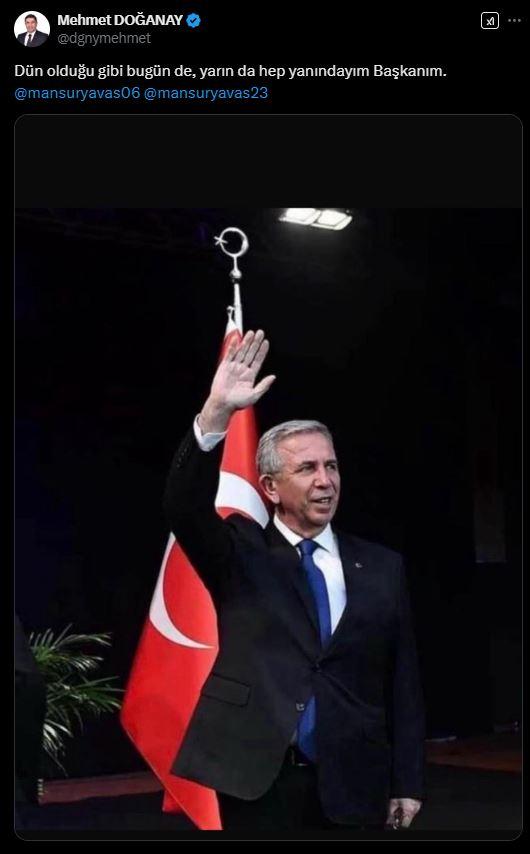 <p>Güdül Belediye Başkanı Mehmet Doğanay’ da X hesabı üzerinden, <span style="color:#B22222"><em><strong>“Dün olduğu gibi bugün de, yarın da hep yanındayım Başkanım”</strong></em></span> mesajı ile aday olması halinde destek vereceğini belirtti.</p>
