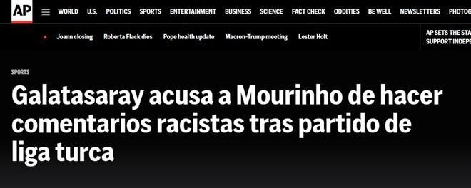 <p><strong>AP: "Galatasaray, Mourinho'yu Türkiye lig maçının ardından ırkçı yorumlar yapmakla suçladı"</strong></p>