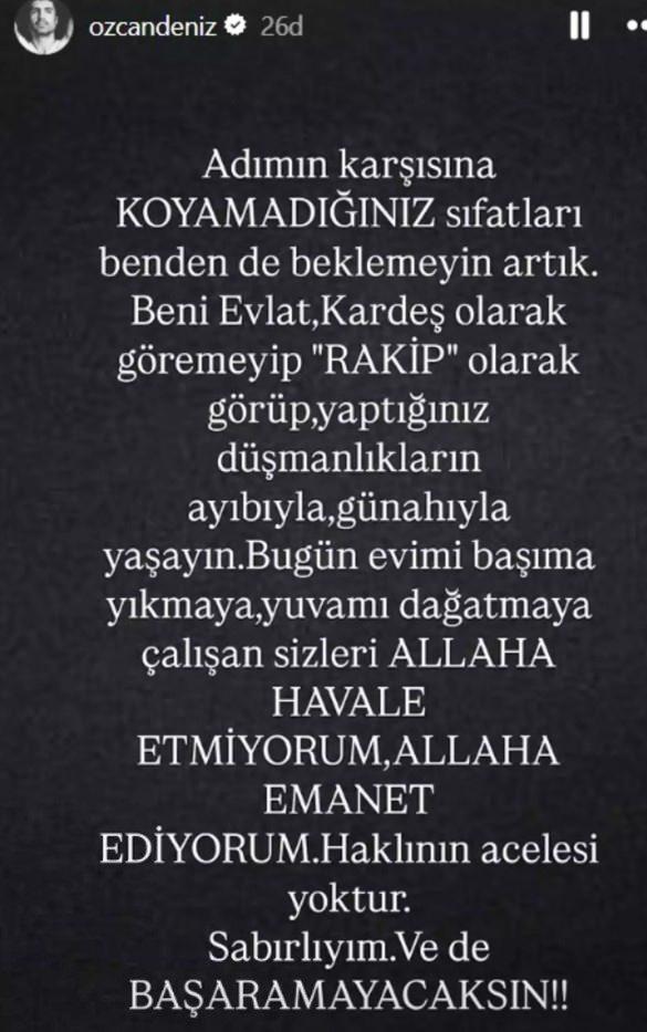 <p><strong>Bugün evimi başıma yıkmaya, yuvamı dağıtmaya çalışan sizleri Allah'a havale etmiyorum, Allah'a emanet ediyorum. Haklının acelesi yoktur. Sabırlıyım ve de başaramayacaksınız!"</strong></p>