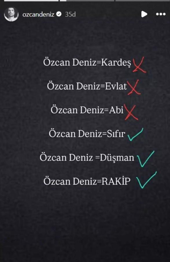 <p><strong>Dün ifade veren Deniz, sosyal medya hesabından sitem dolu bir paylaşımda bulundu.</strong></p>
<p><strong>İşte Deniz'in paylaşımında yer alan sözler:</strong></p>
<p><strong>"Adımın karşısına koyamadığınız sıfatları benden de beklemeyin artık. Beni evlat, kardeş olarak göremeyip 'RAKİP' olarak görüp yaptığınız düşmanlıkların ayıbıyla, günahıyla yaşayın.</strong></p>