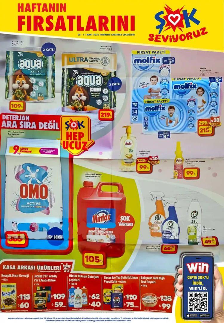 <p>Molfix Fırsat Paketi 215 TL<br />
Aqua Bambu Kağıt Havlu 109 TL<br />
Omo Toz Deterjan 365 TL<br />
Mintax Genel Temizleyici 105 TL<br />
Cif 66 TL</p>

<p> </p>
