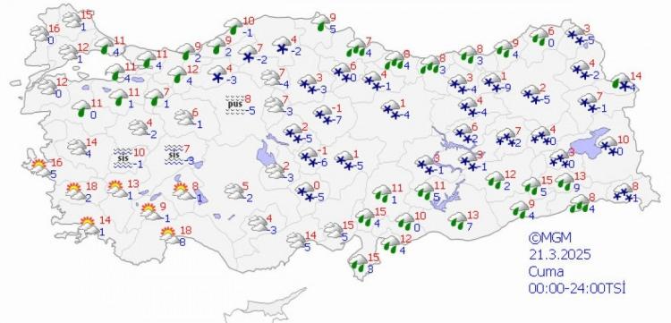 <p><span style="color:#B22222"><strong>AKDENİZ</strong></span></p>
<p> </p>
<p>Parçalı ve çok bulutlu, Kahramanmaraş, Osmaniye ve Hatay çevrelerinin aralıklı yağmur ve sağanak yağışlı geçeceği tahmin ediliyor. Rüzgarın, bölge genelinde kuzey yönlerden kuvvetli ve yer yer kısa fırtına (40-70 km/saat) şeklinde esmesi bekleniyor.</p>
<p>ADANA °C, 15°C</p>
<p>Parçalı ve çok bulutlu</p>
<p>ANTALYA °C, 18°C</p>
<p>Parçalı ve çok bulutlu</p>
<p>HATAY °C, 15°C</p>
<p>Parçalı ve çok bulutlu, öğle saatlerinde yağmur ve sağanak yağışlı</p>
<p>MERSİN °C, 14°C</p>
<p>Parçalı ve çok bulutlu</p>