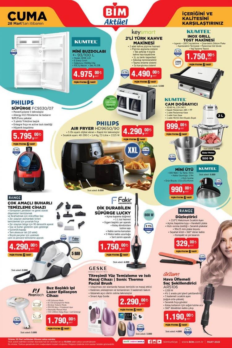 <p> </p>
<p> </p>
<p>• <strong>Kumtel Mini Buzdolabı</strong> – 4.975 TL<br />
• <strong>Philips Süpürge</strong> – 5.975 TL<br />
• <strong>Fakir Dik Durabilen Süpürge Lucky</strong> – 1.750 TL<br />
• <strong>Çok Amaçlı Buharlı Temizleme Cihazı</strong> – 4.290 TL<br />
• <strong>Fakir Dik Durabilen Süpürge</strong> – 1.750 TL<br />
• <strong>Keysmart 2'li Türk Kahvesi Makinesi</strong> – 4.490 TL<br />
• <strong>Kumtel Inox Grill Tost Makinesi</strong> – 1.750 TL<br />
• <strong>Cam Doğrayıcı</strong> – 999 TL<br />
• <strong>Philips Air Fryer</strong> – 4.290 TL<br />
• <strong>Mini Ütü</strong> – 990 TL<br />
• <strong>Düzleştirici</strong> – 329 TL<br />
• <strong>Arzum Saç Şekillendirici</strong> – 1.190 TL<br />
• <strong>Buz Başlıklı Lazer Epilasyon Cihazı</strong> – 1.790 TL<br />
• <strong>Arzum Hava Üflemeli Saç Şekillendirici</strong> – 1.190 TL</p>