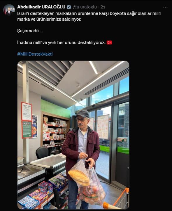 <p><span style="color:#A52A2A"><strong>BAKAN URALOĞLU: BOYKOT ADI ALTINDA YÜRÜTÜLEN KİRLİ SÖYLEMLER, BU MİLLETİ YILDIRAMAZ</strong></span></p>
<p> </p>
<p>Ulaştırma ve Altyapı Bakanı Abdulkadir Uraloğlu, boykot adı altında yürütülen kirli söylemlerin, bu milleti yıldıramayacağını belirterek, "Aziz milletimiz neyin ne olduğunu bilir, ferasetiyle, basiretiyle her oyunu bozar." ifadesini kullandı</p>