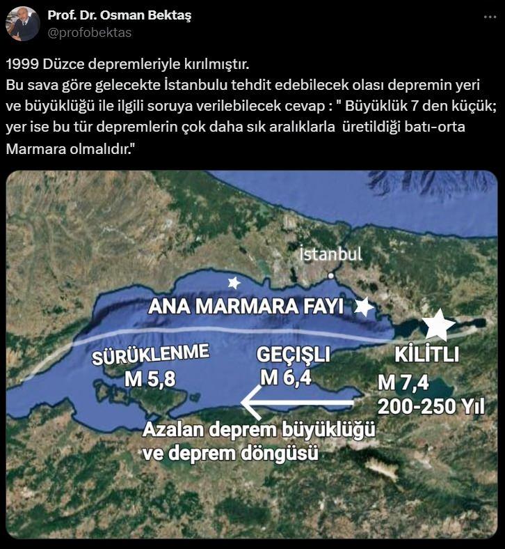 <p>Bu bölgede daha sık görülen depremlerin, İstanbul için en olası tehditleri oluşturduğunu ifade etti.</p>
<p> </p>