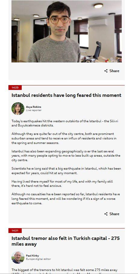 <p>Yaşananları dakika dakika kaydeden BBC depreme şahit olan tanıkların ifadelerine de yer verdi.</p>