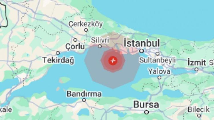 <p>"Türkiye saati ile 12: 49: 09'da Silivri açıklarında Marmara Denizi içinde moment büyüklüğü (MW) 6.2 olan şiddetli bir deprem meydana gelmiştir. </p>