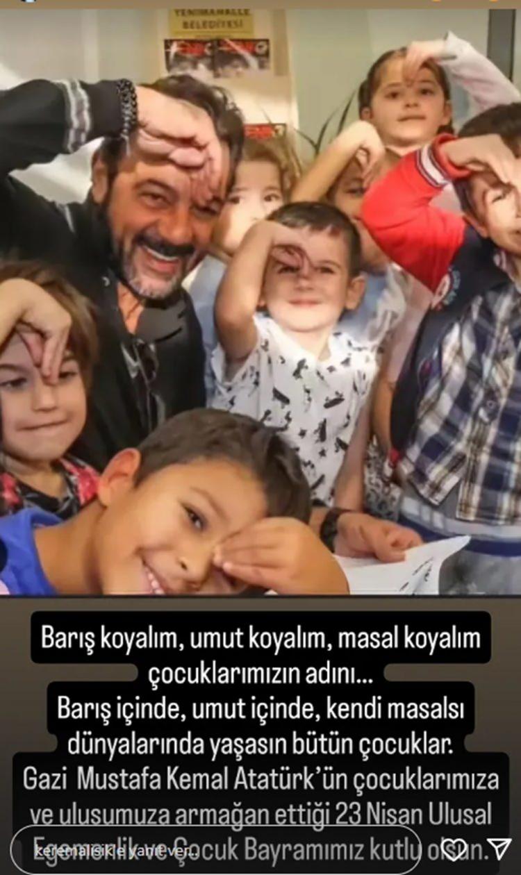 <p><strong>KEREM ALIŞIK</strong></p>
<p>arış koyalım, umut koyalım, masal koyalım çocuklarımızın adını... Barış içinde, umut içinde, kendi masalsı dünyalarında yaşasın bütün çocuklar. Gazi Mustafa Kemal Atatürk'ün çocuklarımıza ve ulusumuza armağan ettiği 23 Nisan Ulusal Egemenlik ve Çocuk Bayramı'mız kutlu olsun</p>