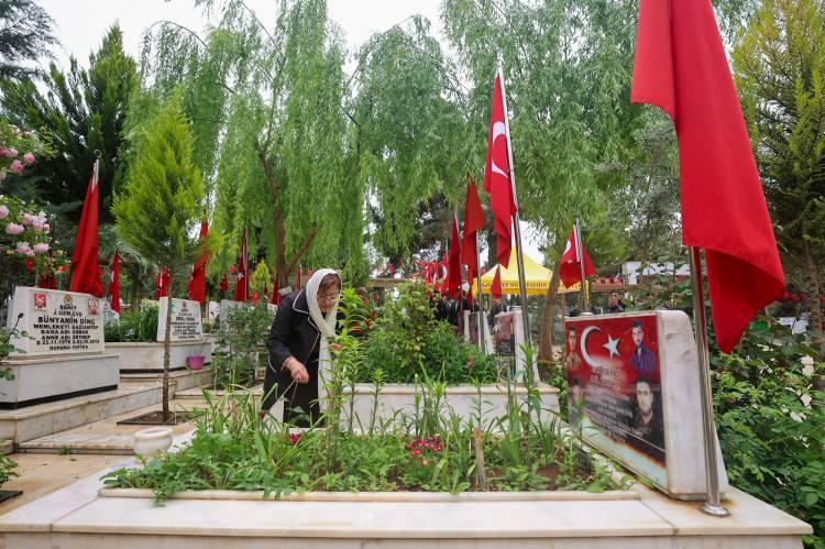 <p>Programın devamında Asri Mezarlık’ta bulunan şehitliği ziyaret eden Şahin, görevi başında şehit olan Büyükşehir Belediyesi personelleri ve şehitlerin kabirlerini ziyaret ederek dua etti.</p>