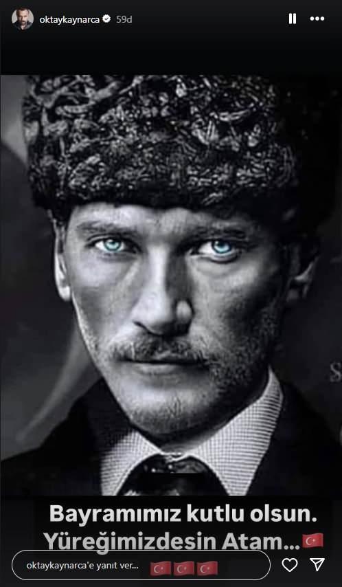 <p><span style="color:#000000"><strong>OKTAY KAYNARCA</strong></span></p>
<p><em><span style="color:#000000">"Bayramımız kutlu olsun. Yüreğimizdesin Atam..."</span></em></p>