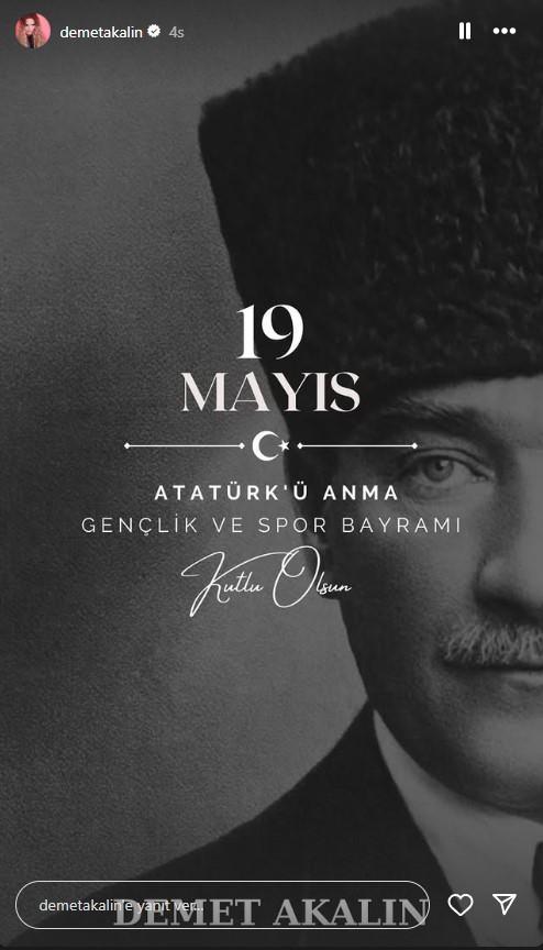 <p><span style="color:#000000"><strong>DEMET AKALIN</strong></span></p>

<p><span style="color:#000000"><em><strong>"</strong>19 Mayıs Atat&uuml;rk'&uuml; Anma Gen&ccedil;lik ve Spor Bayramı kutlu olsun."</em></span></p>
