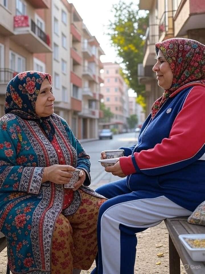 <p><span style="color:#B22222"><strong>Sokak Muhabbeti: "Teyze Bülteni"</strong></span></p>
<p> </p>
<p><strong>"Kaldırımda oturan 3 kişi, tüm mahallenin kontrol merkezidir."</strong></p>
<p><br />
Güncel gelişmeler, akraba analizleri ve çocuk takibi... Hepsi sokakta konuşulur.</p>