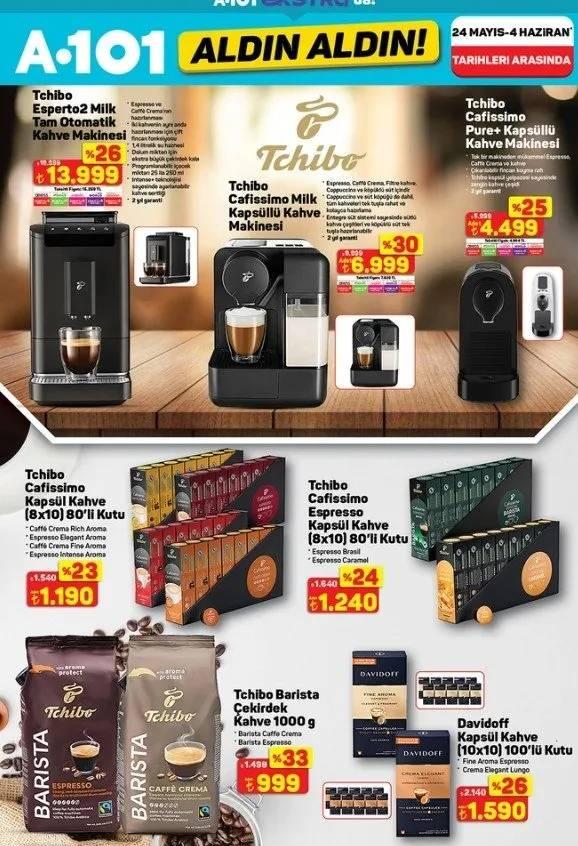 <p>Tam Otomatik Kahve Makinesi 13.999 TL</p>
<p>Kapsüllü Kahve Makinesi 6.999 TL</p>
<p>80'li Kutu Espresso Kapsül Kahve 1.240 TL</p>
<p>80'li Kutu Kapsül Kahve 1.190 TL</p>
<p>1000 G Kapsül Kahve 999 TL</p>
<p>100'lü Kutu Kapsül Kahve 1.590 TL</p>